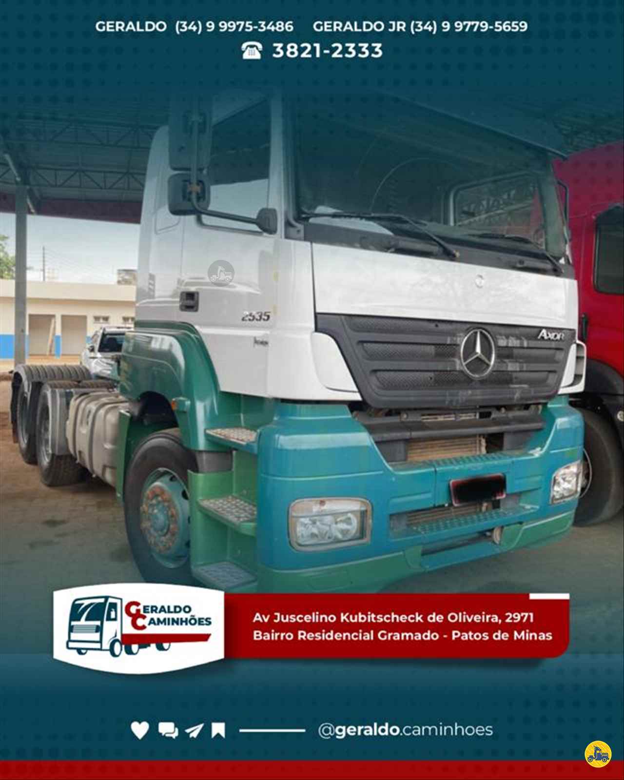 CAMINHAO MERCEDES-BENZ MB 2535 Cavalo Mecânico Truck 6x2 Geraldo Caminhões PATOS DE MINAS MINAS GERAIS MG